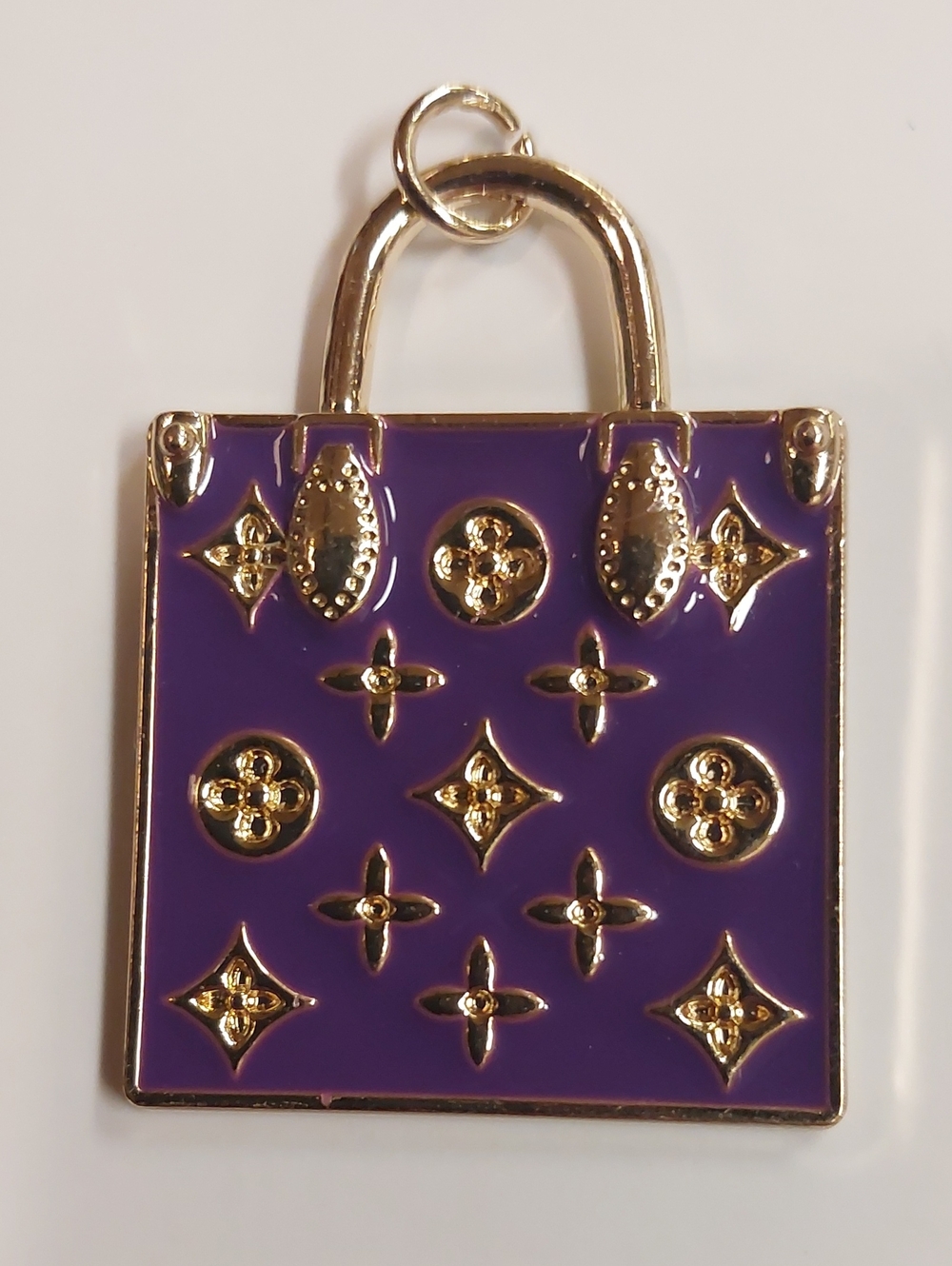LV Gold & Purple Tote Bag Charm Pendant